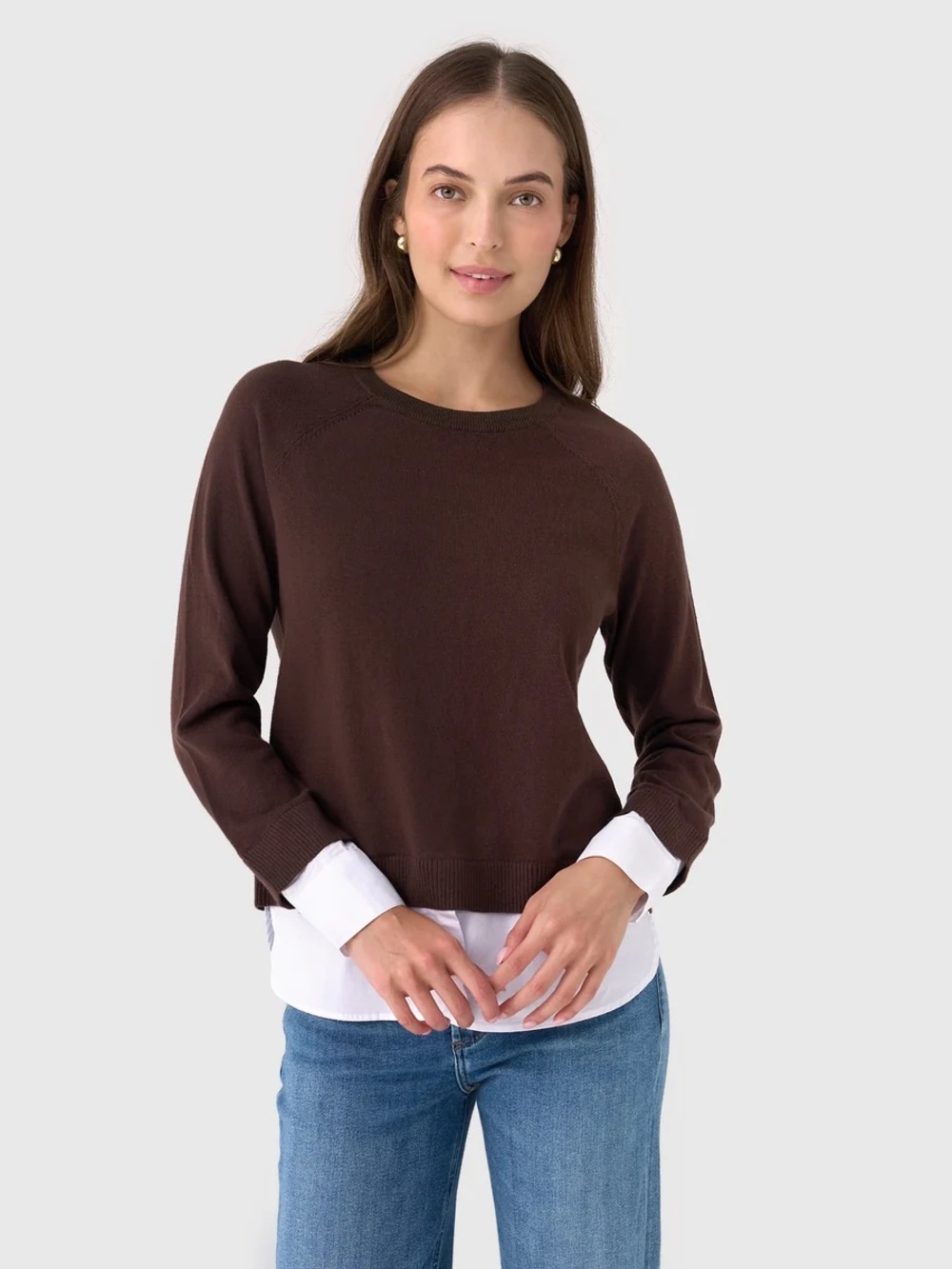 Women's Crewneck Sweater in Dark Brown